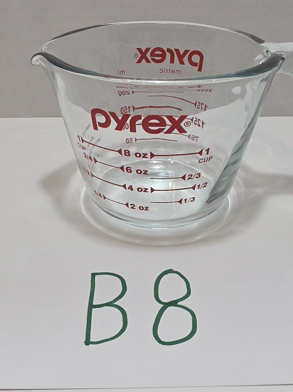 Pyrex Clear Glass Measuring Cup with Red Markings